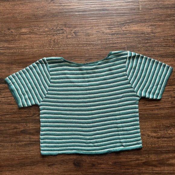 Vintage 90s Retro Croquet Club Size S/M Multi-Stripe Knit Tee Coastal Top - Picture 3 of 5